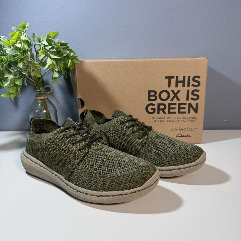 Clarks Step Urban Mix Olive Knit Lace Up Sneakers Men‎ US 7.5